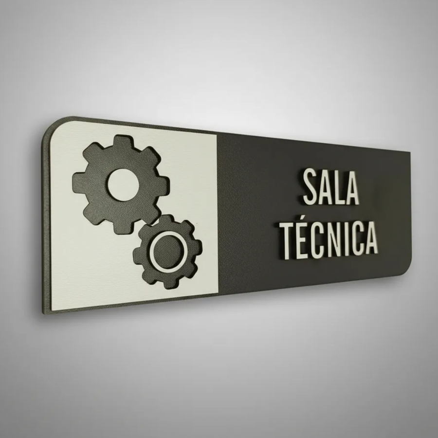 Placa de Sinalização Indicativa MDF 3D - Sala Técnica